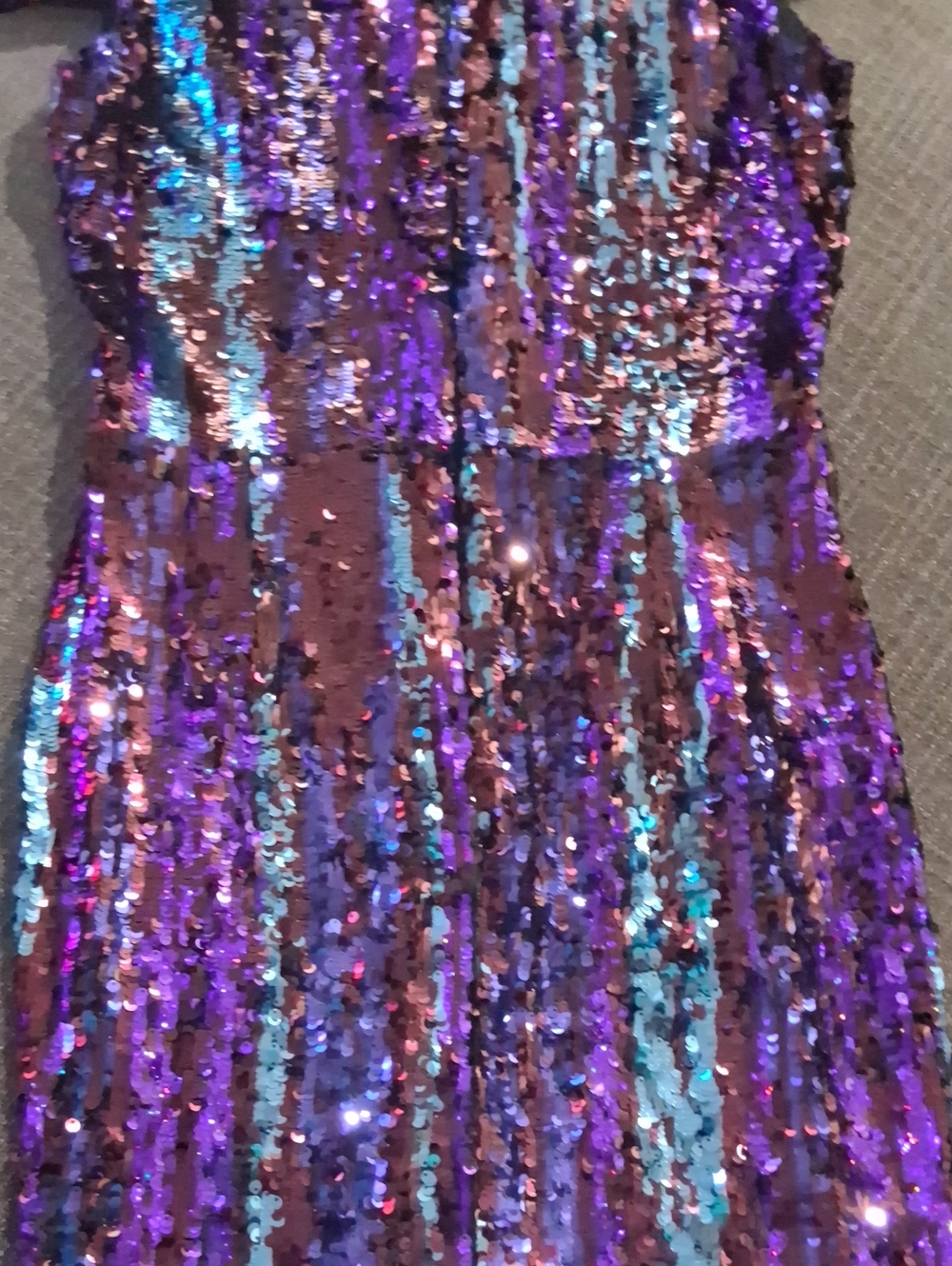 NWT Dress The Population Size Medium Iridescent Purple Teal Sequin Midi Dress - Picture 12 of 13